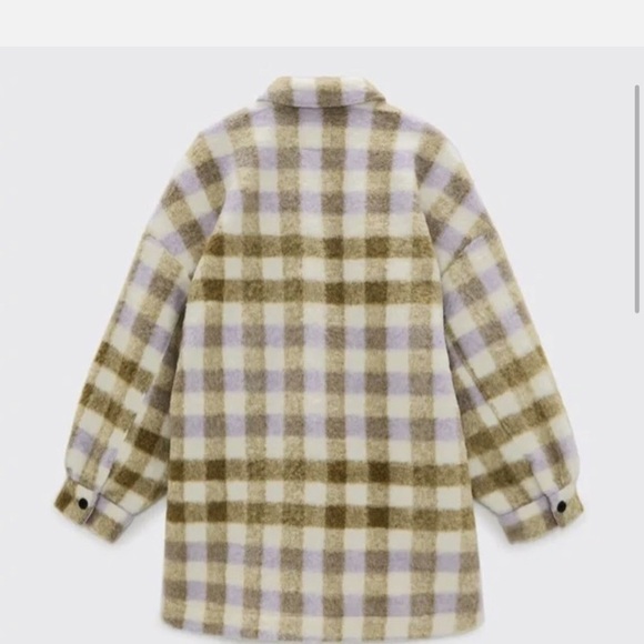 Zara Plaid Teddy Jacket in Brown and Purple - Picture 3 of 5